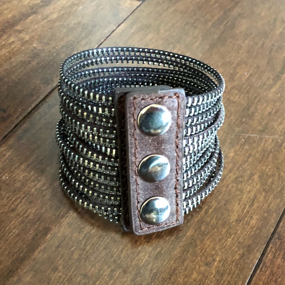 Leather Zipper Bracelet